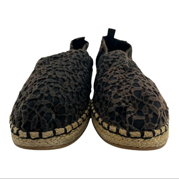 TOMS (8.5) Womens Brown Jacquard Floral Lace Espadrille Slip On Flats - Picture 4 of 13